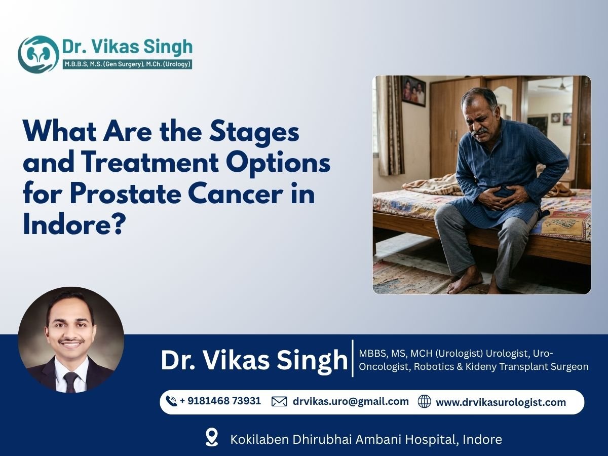 A photorealistic, high-detail image of a middle-aged Indian man sitting on the edge of a wooden bed in a dimly lit home interior. He is wearing a blue kurta and grey trousers, leaning forward with a pained facial expression and eyes closed, holding his lower abdomen and pelvic area with both hands. The room features natural light from a window, a bedside table with medicine packs and a glass of water, and a simple, emotional atmosphere that conveys physical discomfort and vulnerability.